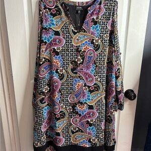 NWT Nicole Miller, Paisley cold shoulder, size 18 dress. Classic, Bohemian, Chic